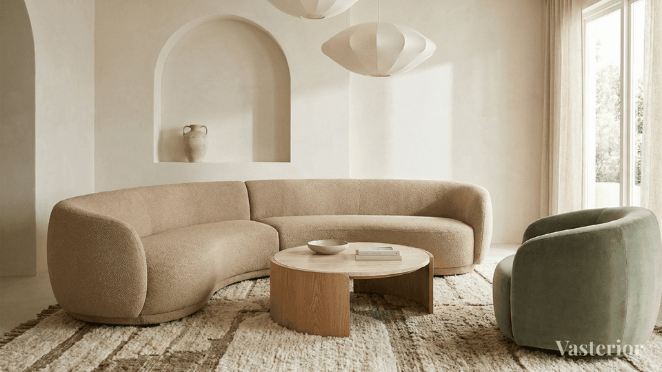 Latest Living Room Interior Designs With Photos & Expert Tips - 3. Curved Furniture & Soft Architectural Lines - 1