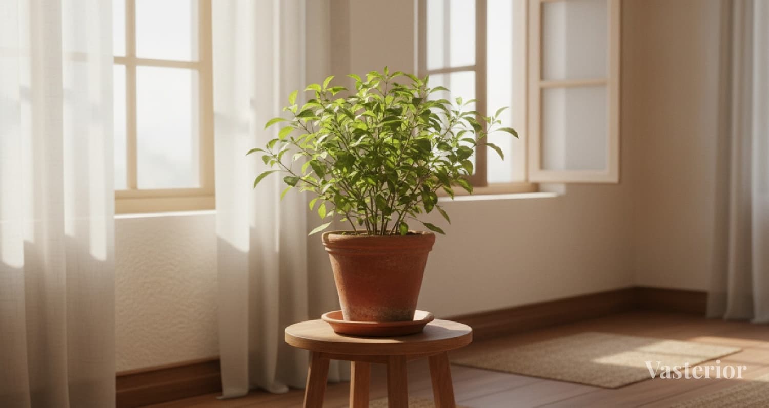 Vastu for Plants: Which Indoor Plants Actually Improve Home Energy (And Which Don't) - 3) Tulsi (Holy Basil) --- With Indoor Rules - 1