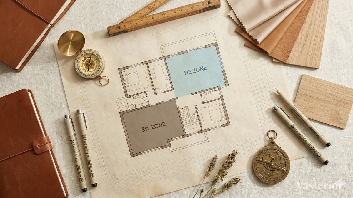 North-East vs South-West: The Most Misinterpreted Vastu Zones Explained (2026 Guide) - The NE-SW Relationship - The Axis of Clarity & Stability - 1