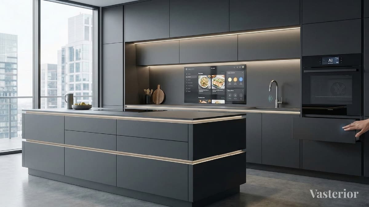 Modular Kitchen Designs 2026 – Latest Styles & Cost Guide - 4. Monochrome Minimalist Kitchen - 1